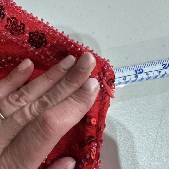 Spirit Halloween‎ Adult Red Sequin Flapper Dress Small Fringe - Picture 3 of 13